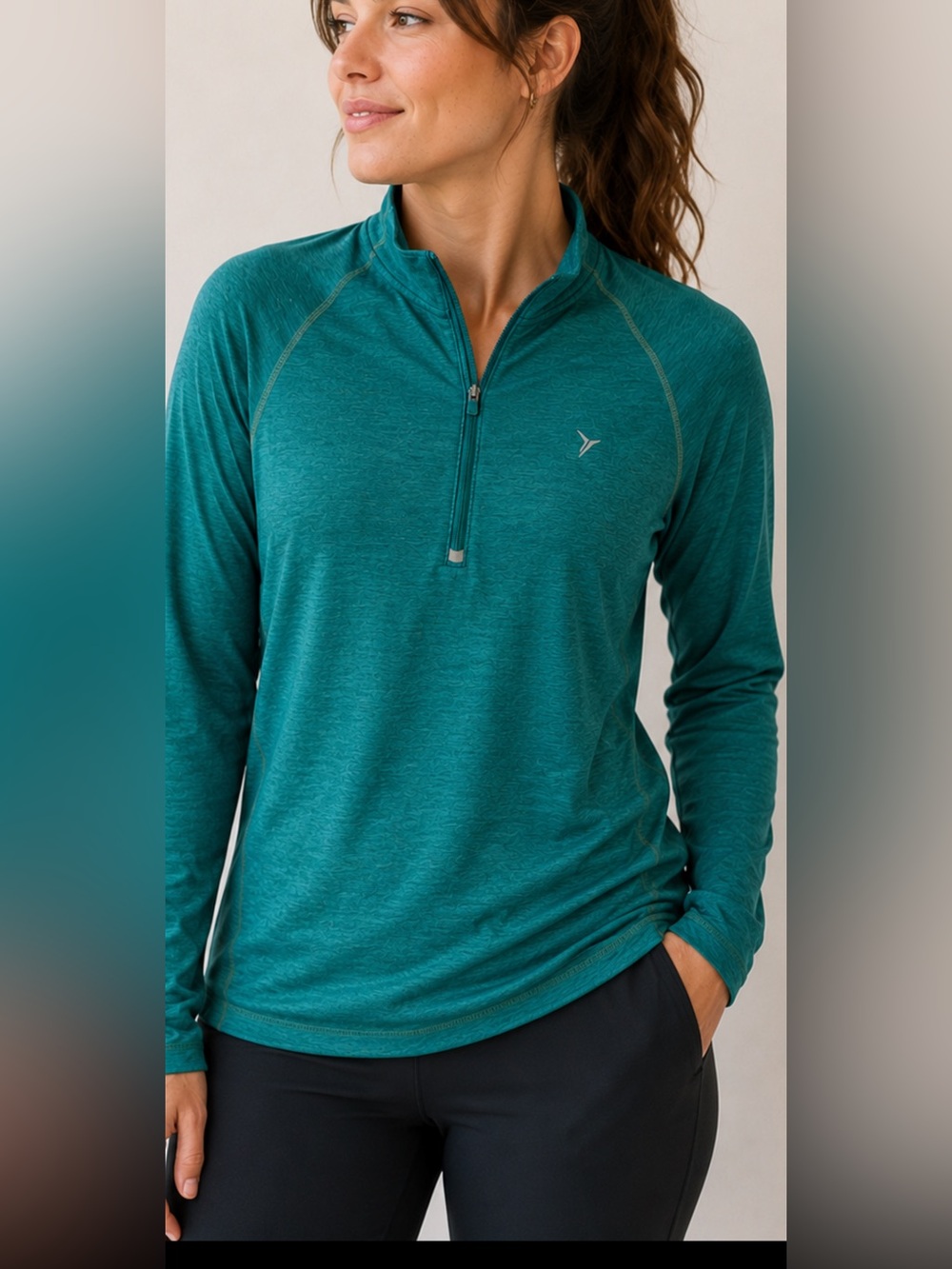 Old Navy Active Teal Quarter Zip Pullover Top L women